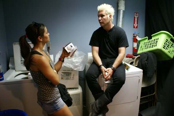 talking with Pat in the laundry room