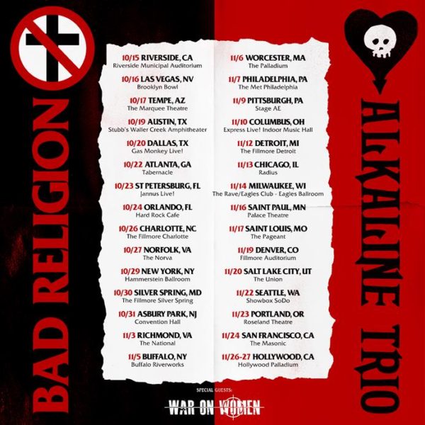 Bad Religion and Alkaline Trio Announce Re-Scheduled Tour Dates