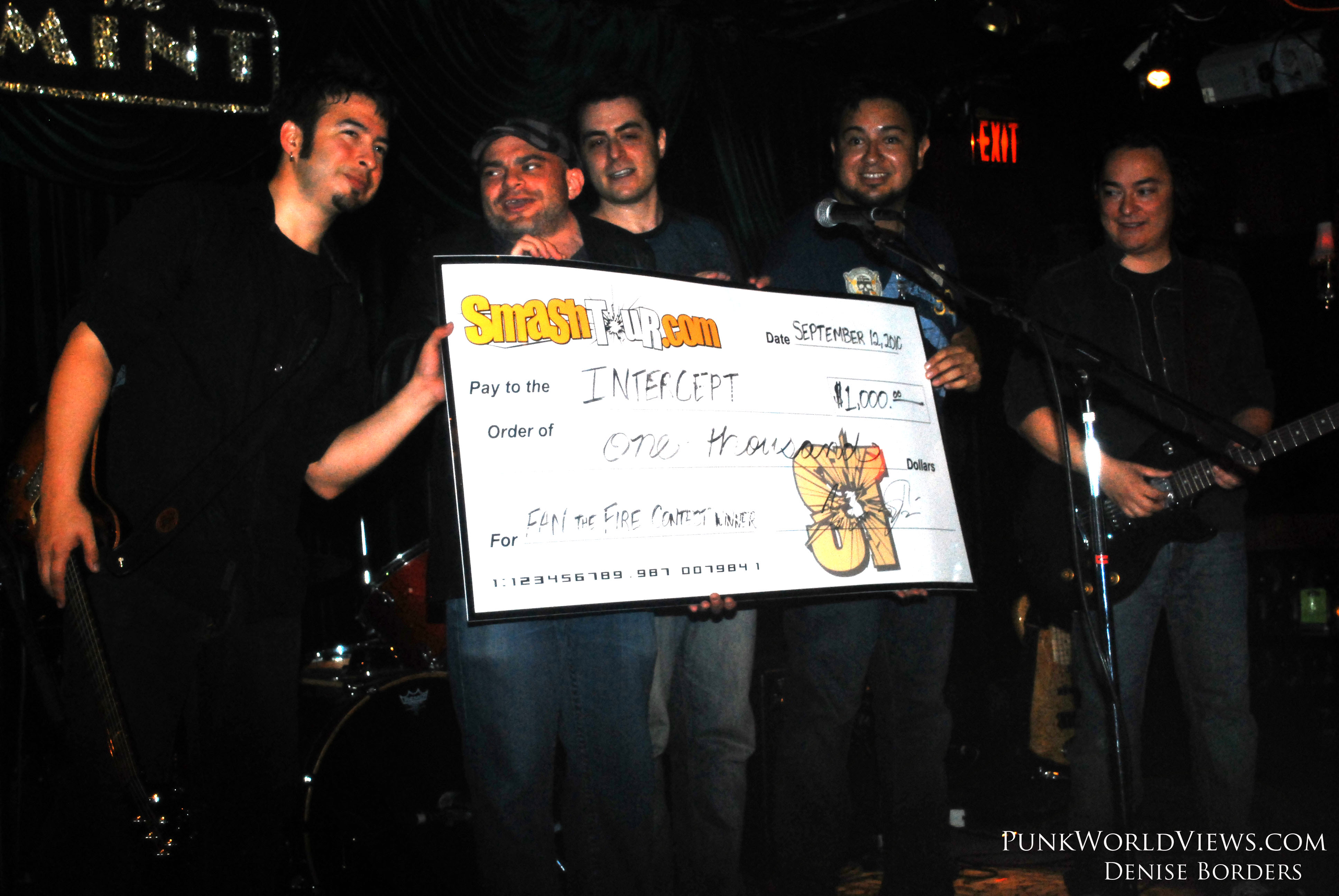 The band was awarded a $1,000 check